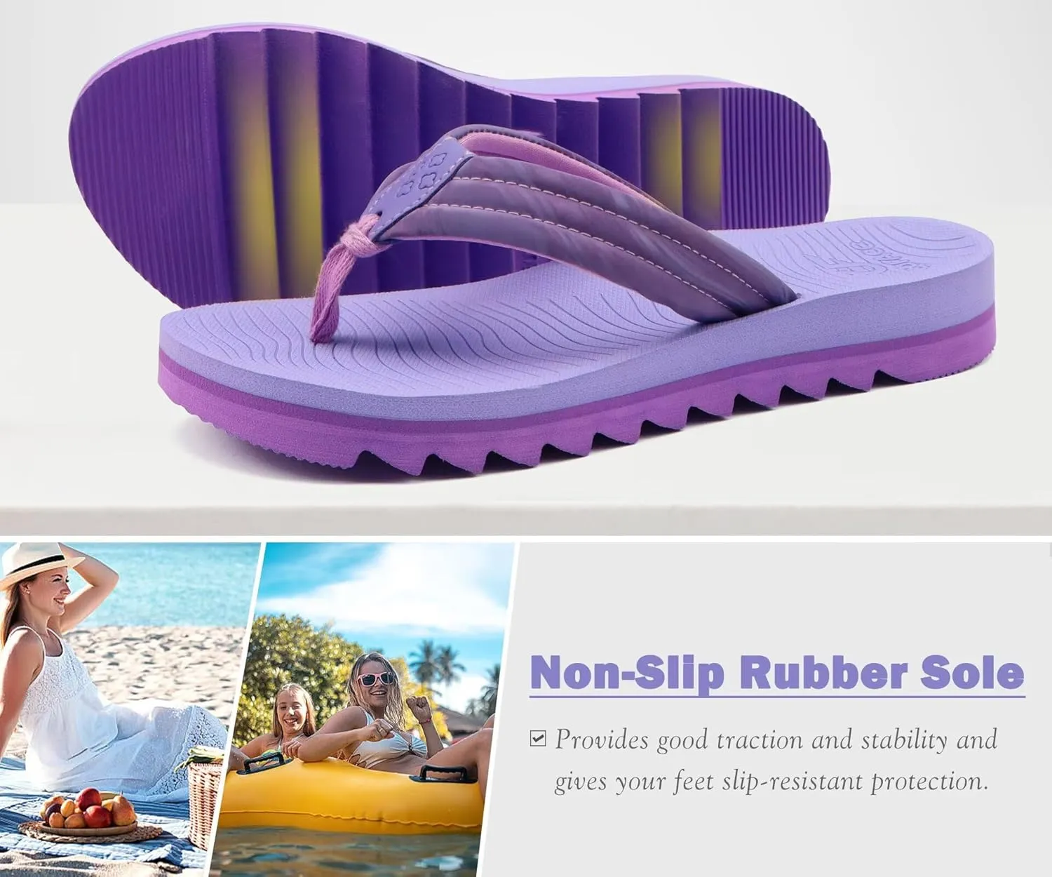 COFACE Womens Arch Support Flip Flops Yoga Mat Comfortable Thick Cushion Walking Thong Sandals Lightweight Slip On Summer Beach Slippers