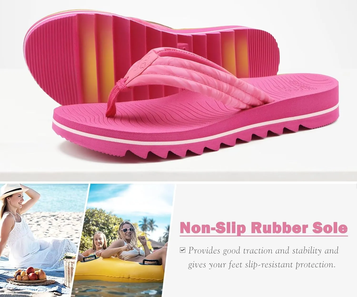 COFACE Womens Arch Support Flip Flops Yoga Mat Comfortable Thick Cushion Walking Thong Sandals Lightweight Slip On Summer Beach Slippers