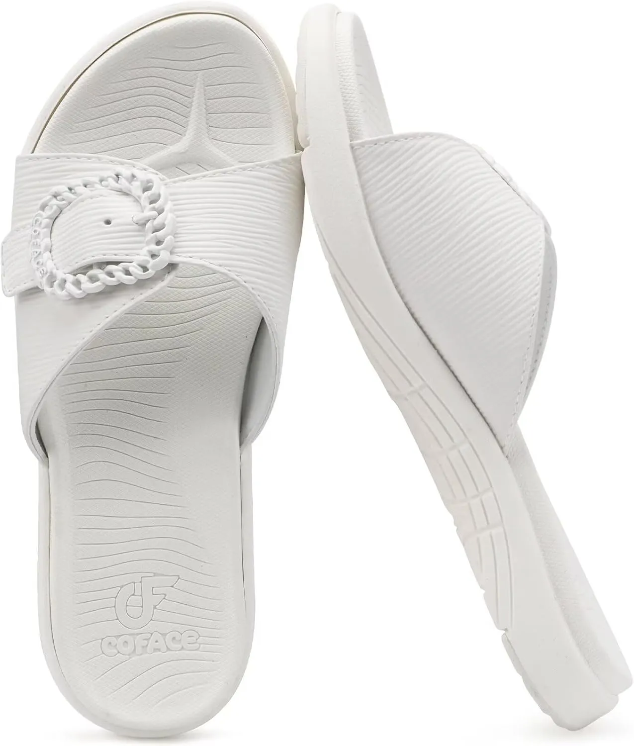 COFACE Womens Dressy Orthotic Slides Lightweight Yoga Mat Thick Cushion Recovery Walking Sandals Adjustable Slip On Slippers with Comfortable Plantar Fasciitis Arch Support
