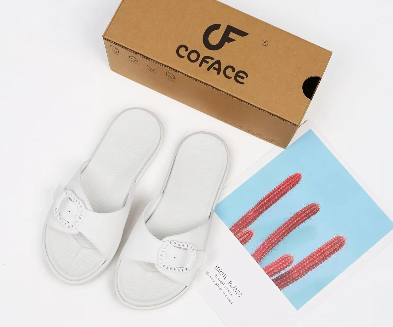 COFACE Womens Dressy Orthotic Slides Lightweight Yoga Mat Thick Cushion Recovery Walking Sandals Adjustable Slip On Slippers with Comfortable Plantar Fasciitis Arch Support