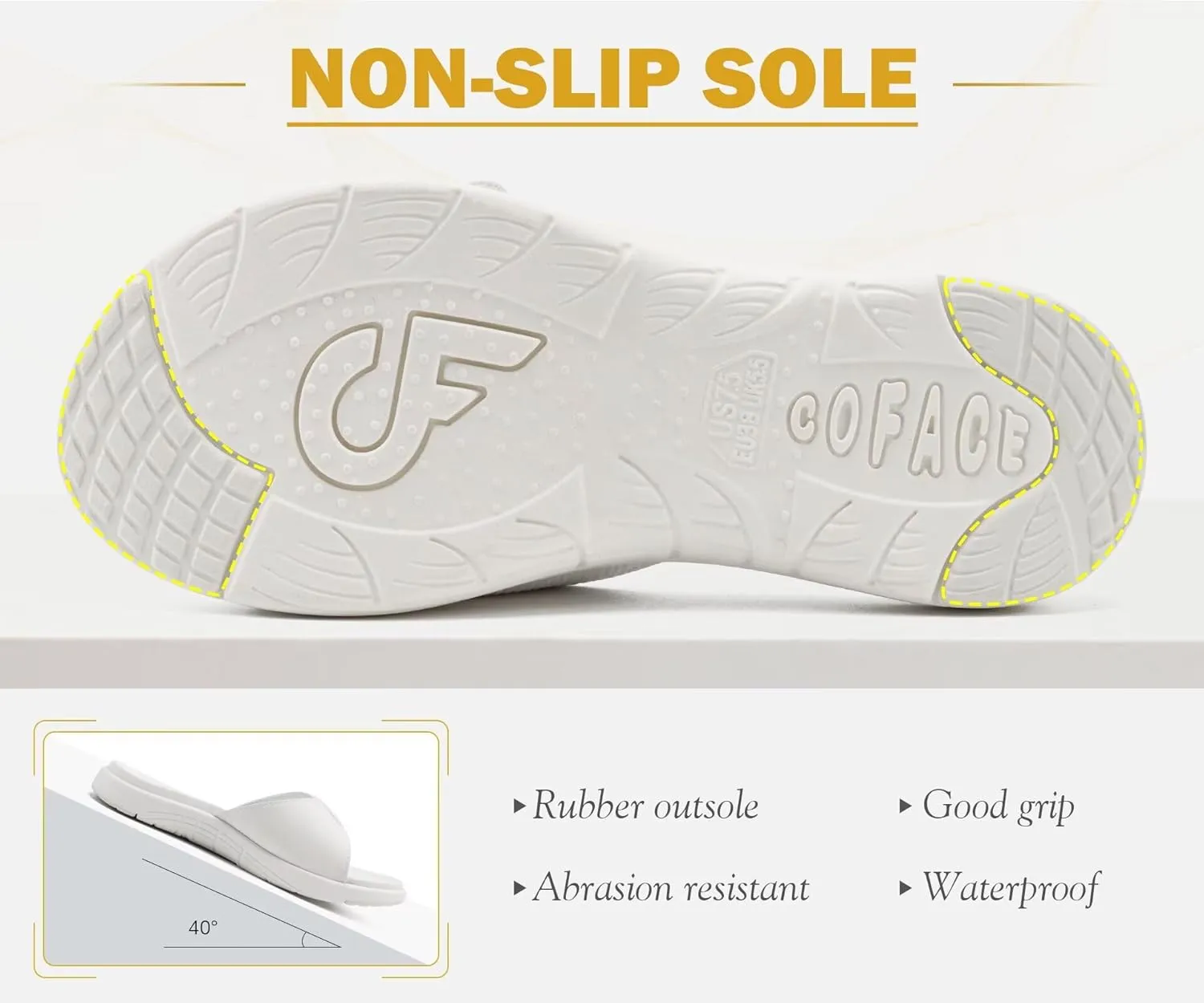 COFACE Womens Dressy Orthotic Slides Lightweight Yoga Mat Thick Cushion Recovery Walking Sandals Adjustable Slip On Slippers with Comfortable Plantar Fasciitis Arch Support