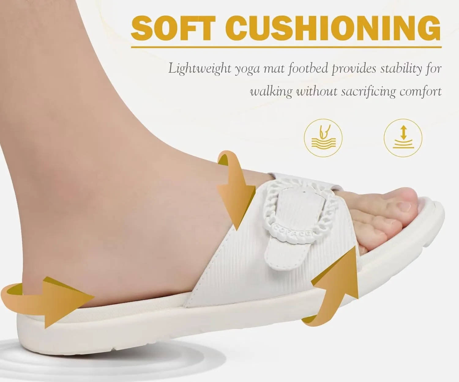 COFACE Womens Dressy Orthotic Slides Lightweight Yoga Mat Thick Cushion Recovery Walking Sandals Adjustable Slip On Slippers with Comfortable Plantar Fasciitis Arch Support