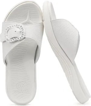 COFACE Womens Dressy Orthotic Slides Lightweight Yoga Mat Thick Cushion Recovery Walking Sandals Adjustable Slip On Slippers with Comfortable Plantar Fasciitis Arch Support
