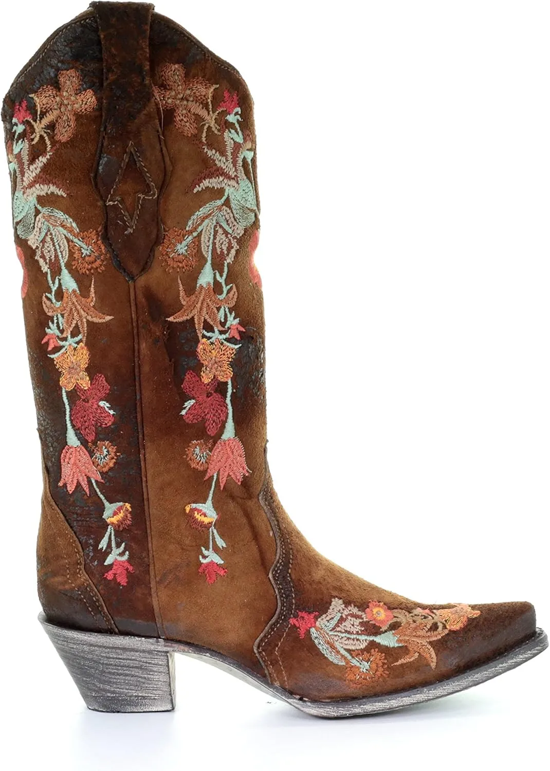 Corral Floral Embroidered Lamb Leather Womens Snip Toe Western Boots A3597