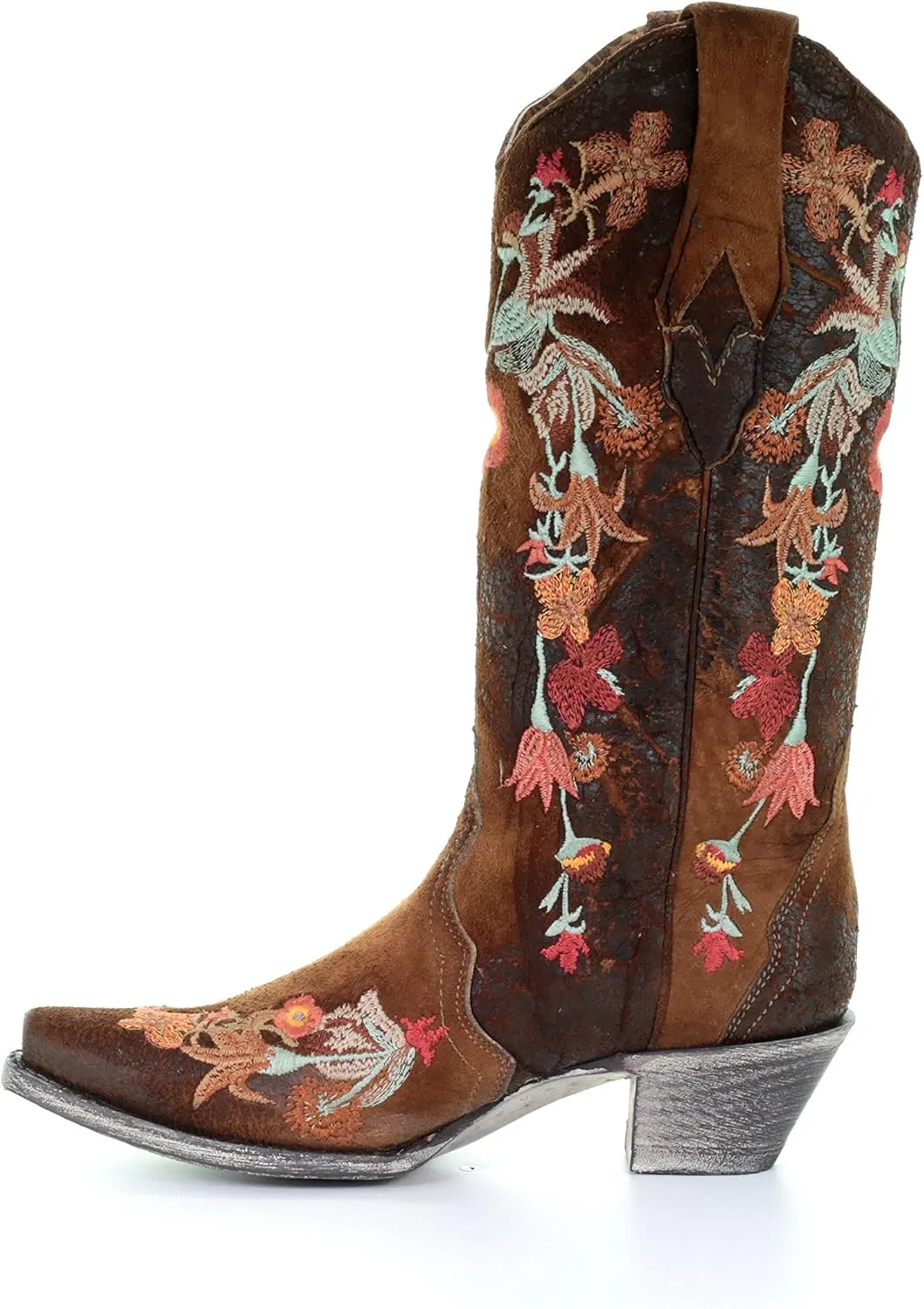 Corral Floral Embroidered Lamb Leather Womens Snip Toe Western Boots A3597
