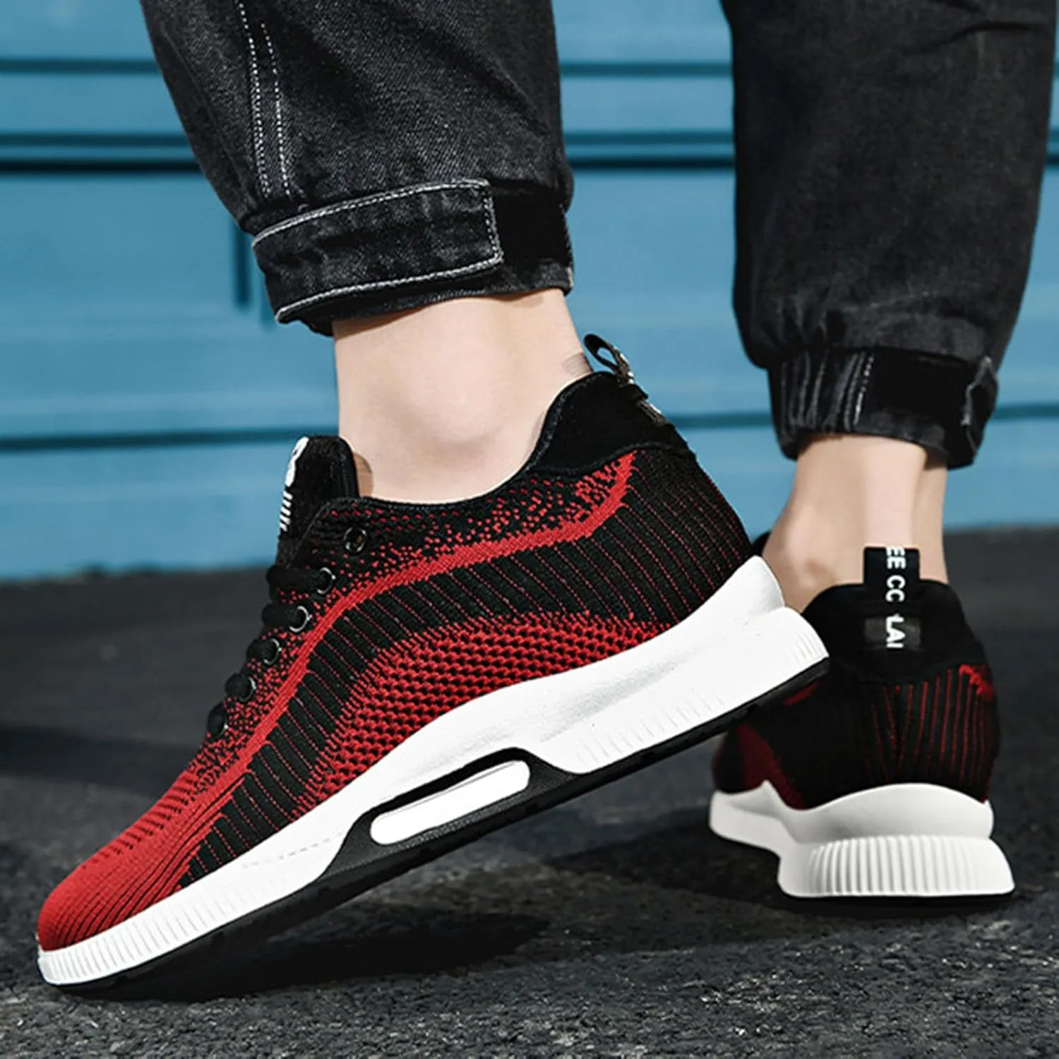 Couple Men's Elevator Shoes Men's Casual Mesh Trainers Lightweight Breathable Lace Up Sports Shoes Vintage Mens Sneaker