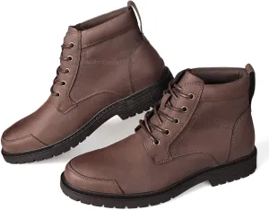 Coutgo Men's Chukka Boots Lace Up Motorcycle Boots Non-Slip Sole Work Waterproof Dress Ankle Boots