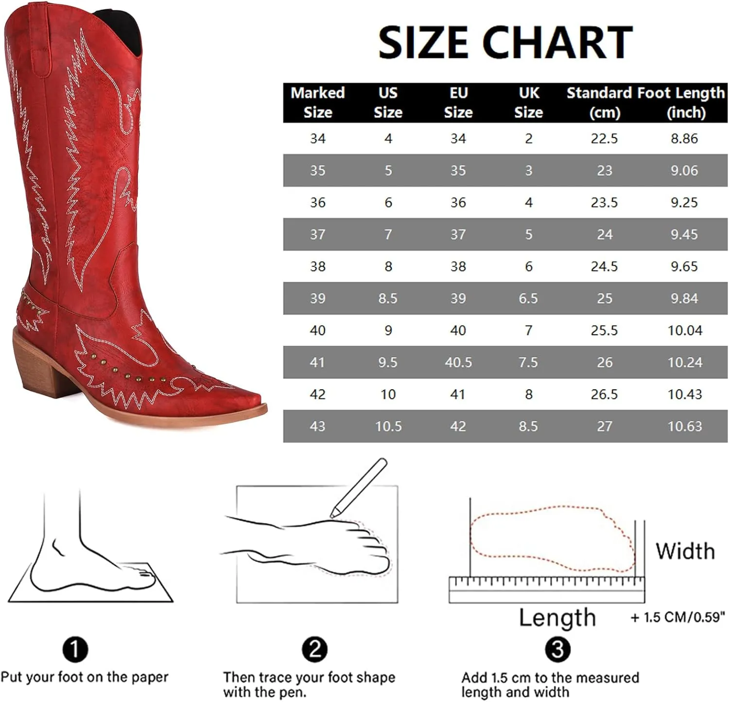 Cozivwaiy Women Denim Cowboy Boots Patchwork Knee High Boots Colorblock Western Cowgirl Mid Calf Jeans Shoes Pointed Toe Chunky Heel Pull On