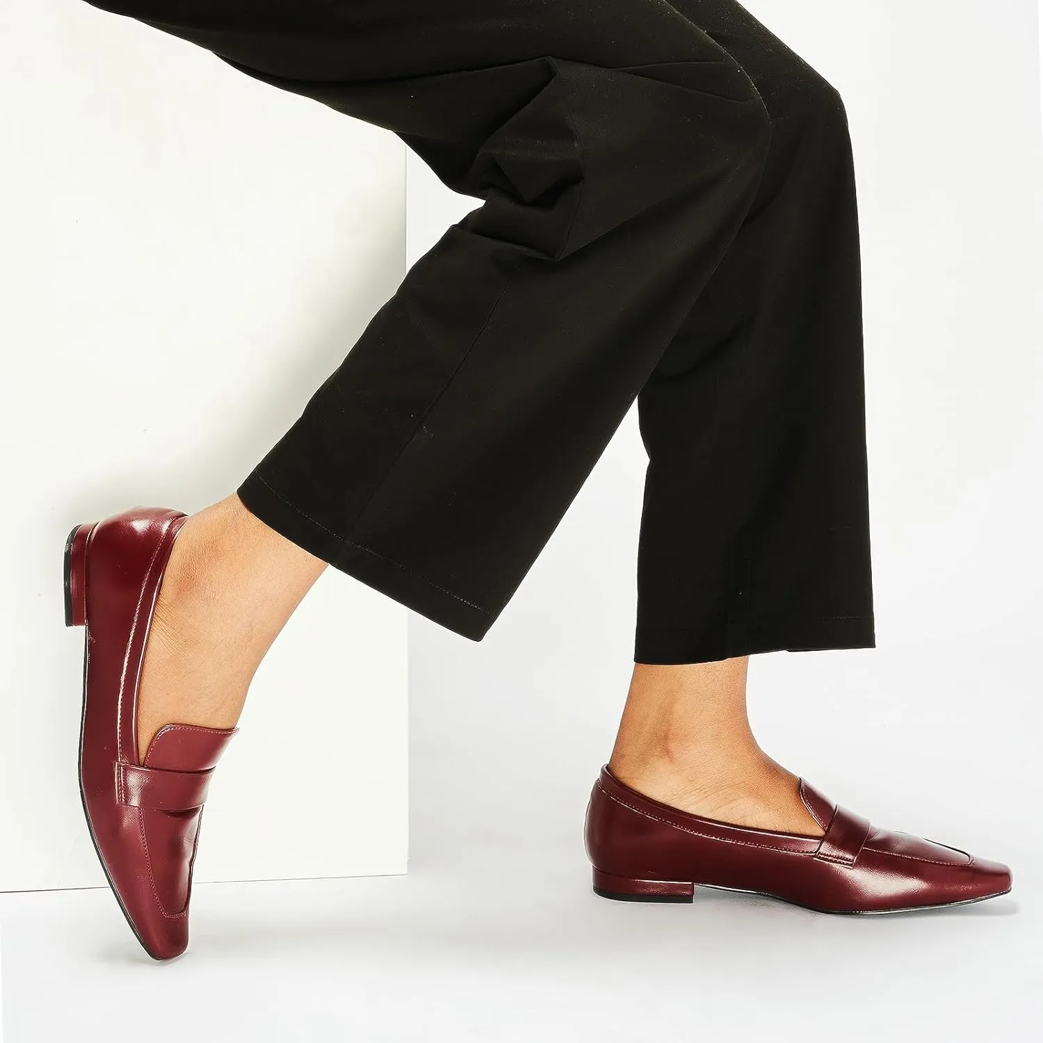 C.Paravano Loafers for Women, Slip-ons Penny Loafers Comfortable Dressy for Formal & Casual Wear, Square Toe Flats for Office