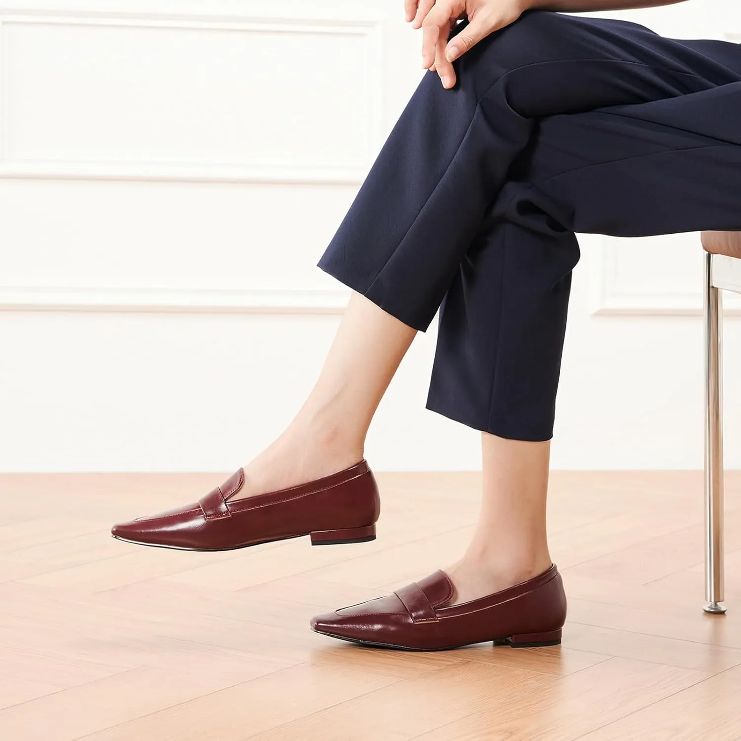 C.Paravano Loafers for Women, Slip-ons Penny Loafers Comfortable Dressy for Formal & Casual Wear, Square Toe Flats for Office