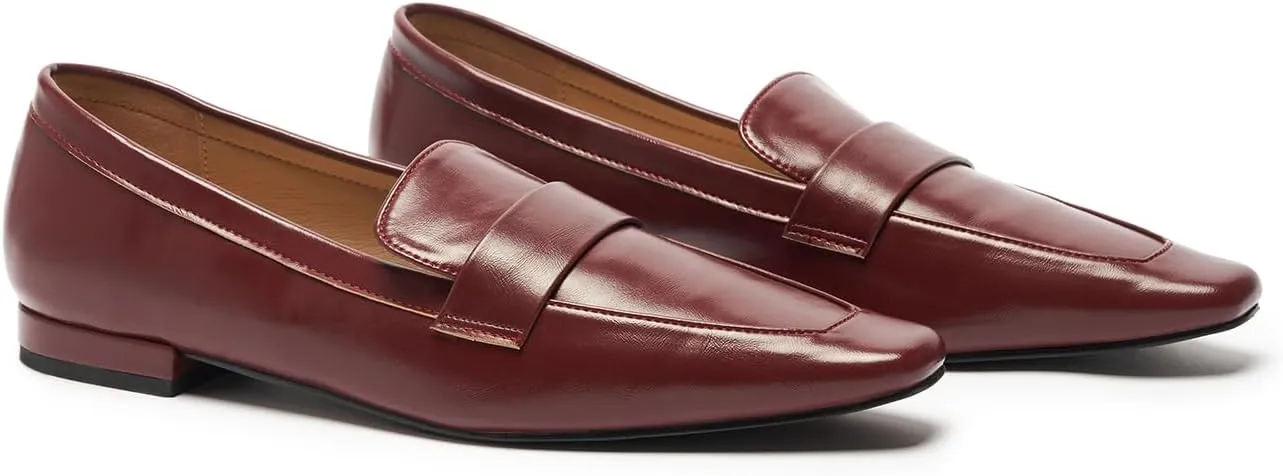 C.Paravano Loafers for Women, Slip-ons Penny Loafers Comfortable Dressy for Formal & Casual Wear, Square Toe Flats for Office