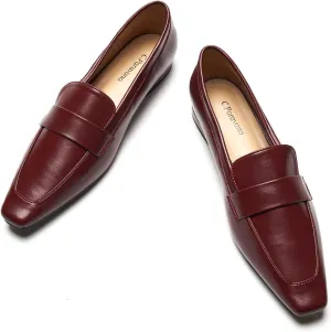 C.Paravano Loafers for Women, Slip-ons Penny Loafers Comfortable Dressy for Formal & Casual Wear, Square Toe Flats for Office