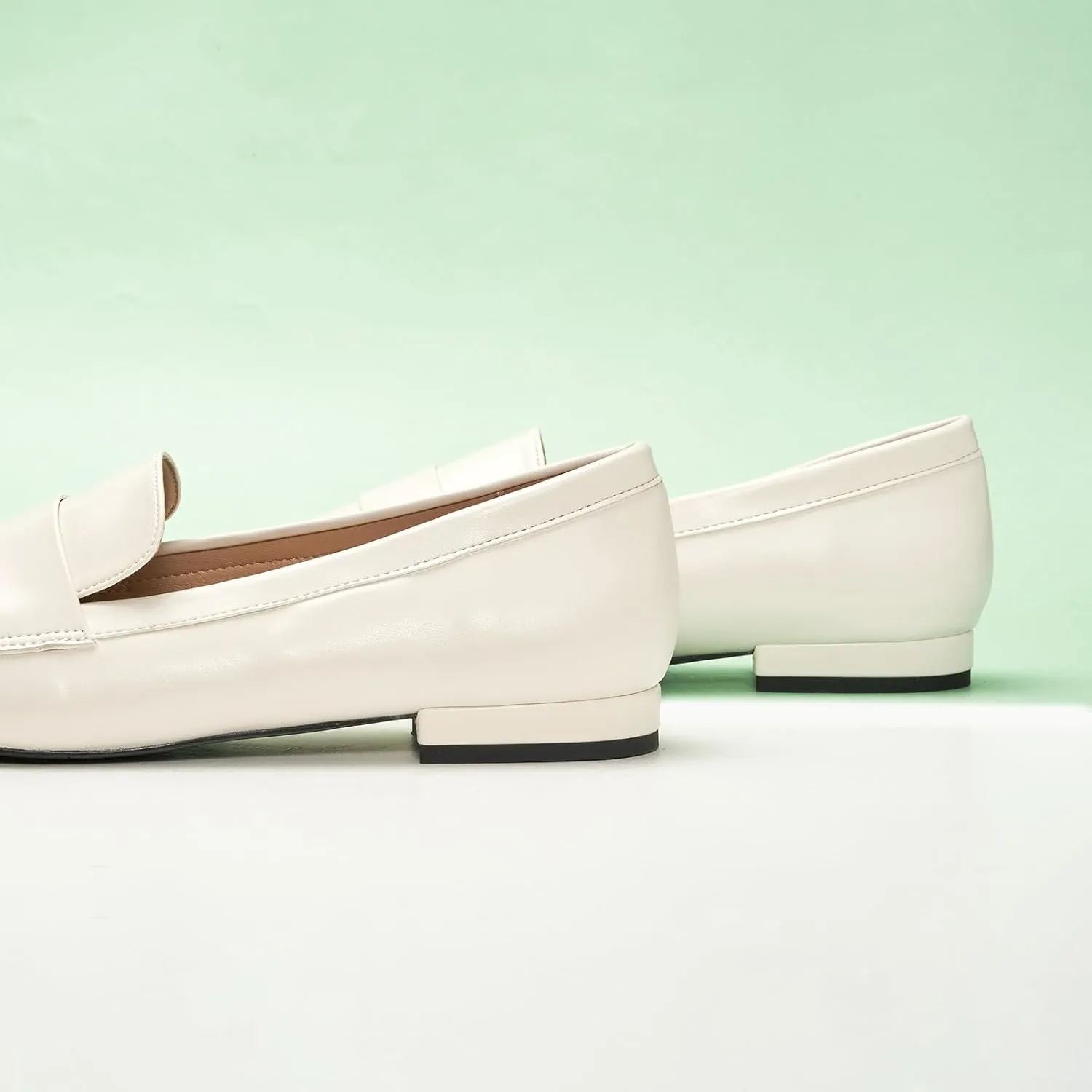 C.Paravano Women's Flat Loafers, Slip-on Penny Loafers for Formal & Casual Wear, Square Toe Comfort Flats for Office