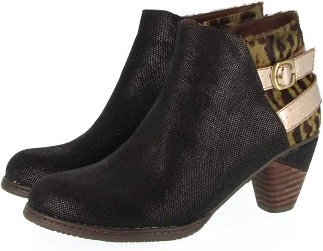 CrazycatZ Womens Block Heels Ankle Cowgirl Leather Boots Exotic Python Splicing Pattern colorful Bootie