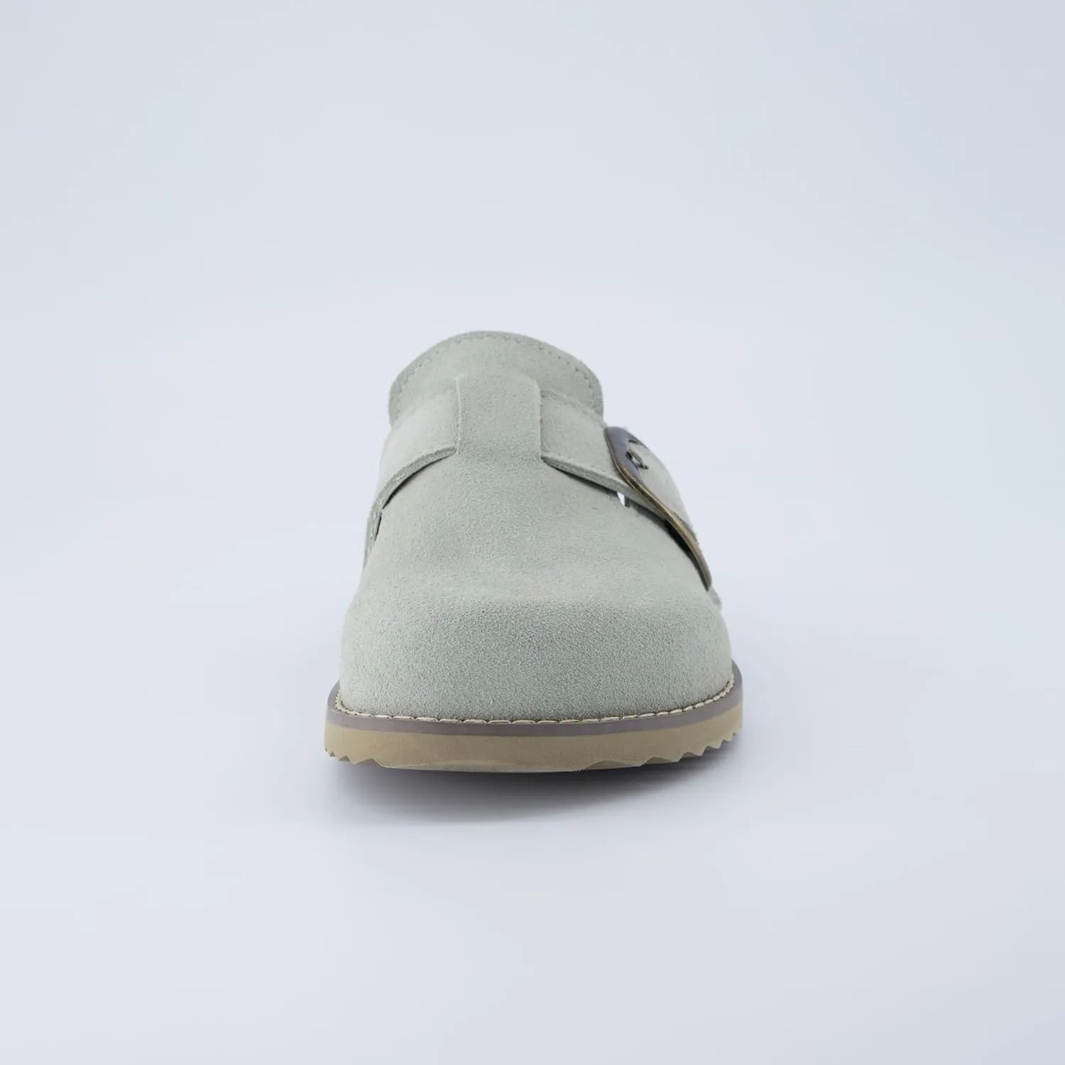 CUSHIONAIRE Women's Blain Genuine Suede Slip-On Clogs with   Memory Foam & Chic Buckle Mule - Comfortable, Non-Slip, Wide Widths Available