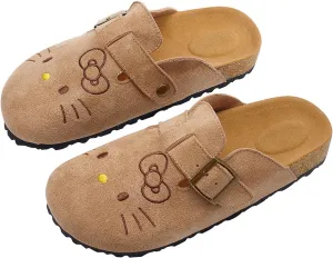 Cute Women Suede Clogs Slippers Slip-on Mules Cork Footbed Sandals Suede Potato Shoes