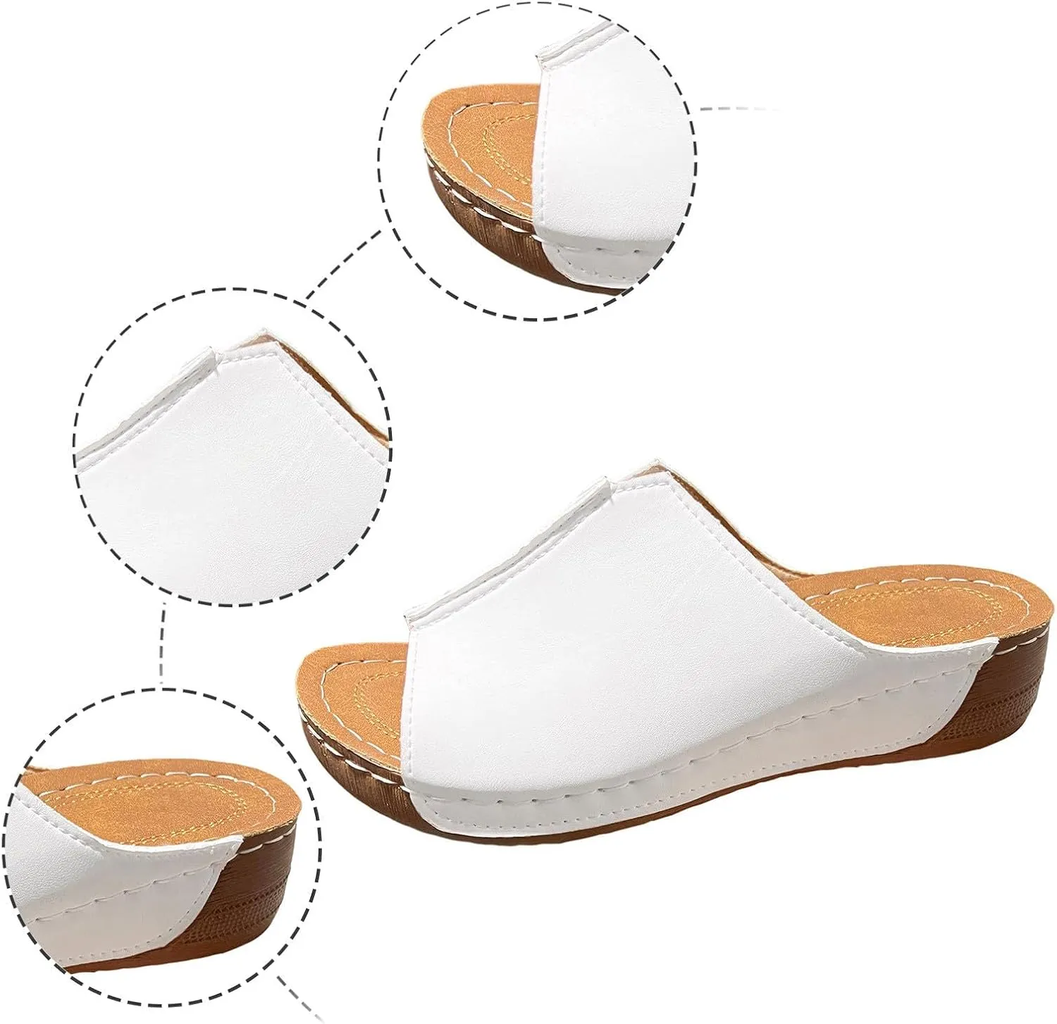 Damping Sole Upgradation Stretch Lightweight Sandals, Reef Platform Sandals Wedges Low Heel Rubber Arch Support Cushion Slip on Going Out Dressy Comfortable Black Slides Wedge Slippers