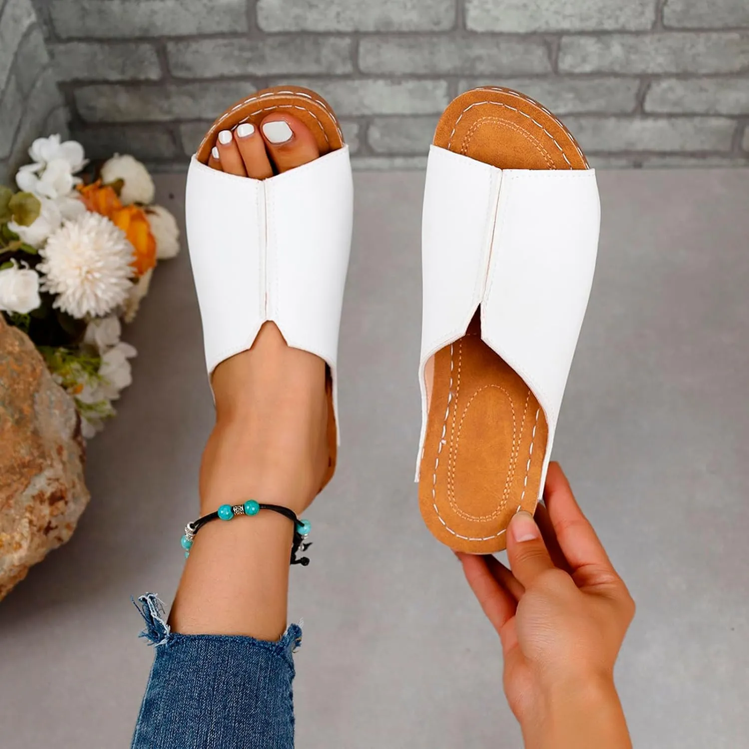 Damping Sole Upgradation Stretch Lightweight Sandals, Reef Platform Sandals Wedges Low Heel Rubber Arch Support Cushion Slip on Going Out Dressy Comfortable Black Slides Wedge Slippers