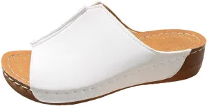 Damping Sole Upgradation Stretch Lightweight Sandals, Reef Platform Sandals Wedges Low Heel Rubber Arch Support Cushion Slip on Going Out Dressy Comfortable Black Slides Wedge Slippers