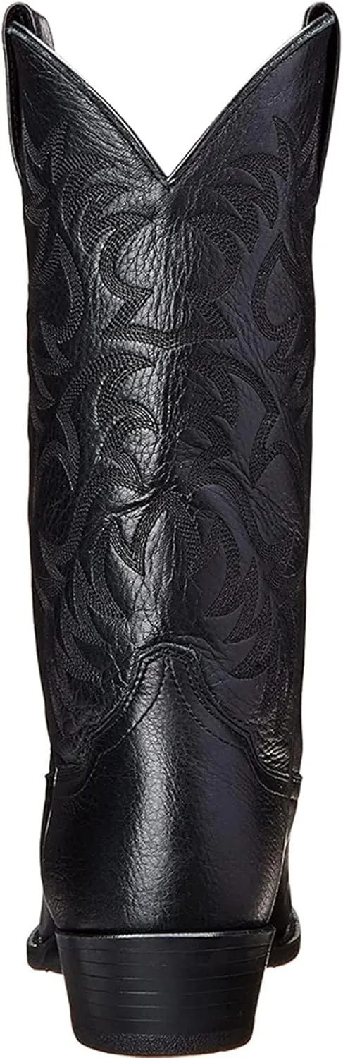 DAYINGJIA Cowboy Boots for Men Pointy Toe Western Boots Mid Calf Boots Men's Knee High Embroidered Chunky Heel Boot