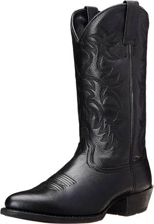 DAYINGJIA Cowboy Boots for Men Pointy Toe Western Boots Mid Calf Boots Men's Knee High Embroidered Chunky Heel Boot