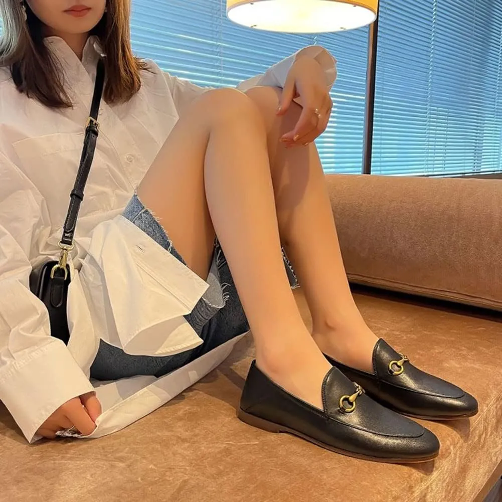 Divanne Loafers for Women, Womens Loafer Flats Gold Chain Penny Loafers Slip On Fur Loafer Mules