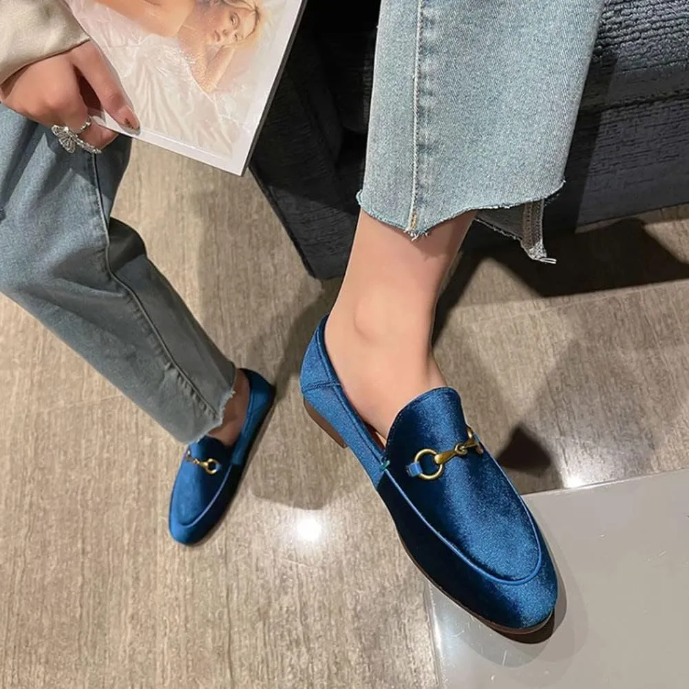 Divanne Loafers for Women, Womens Loafer Flats Gold Chain Penny Loafers Slip On Fur Loafer Mules