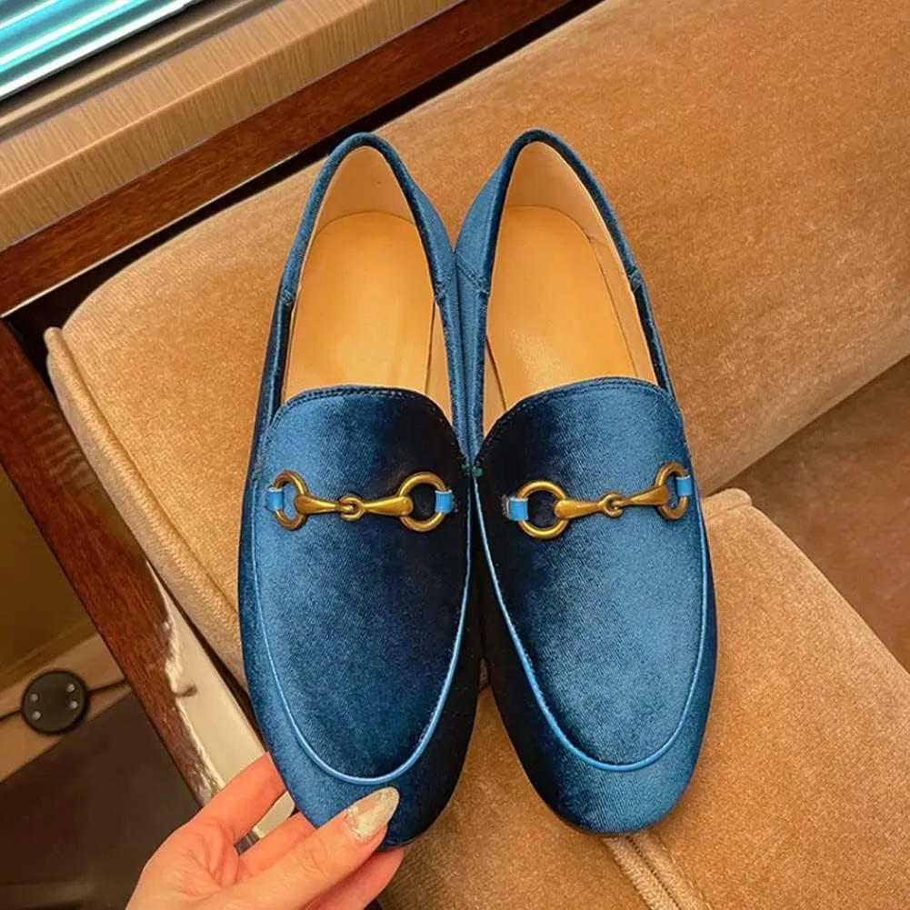 Divanne Loafers for Women, Womens Loafer Flats Gold Chain Penny Loafers Slip On Fur Loafer Mules