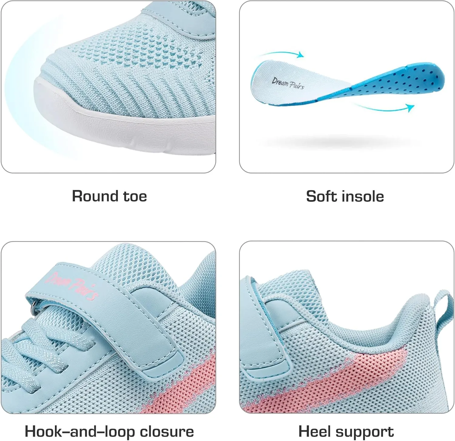 DREAM PAIRS Boys Girls Shoes Kids Tennis EZ-Ons MagicZips Athletic Running Walking Barefoot Zero Drop Sneakers