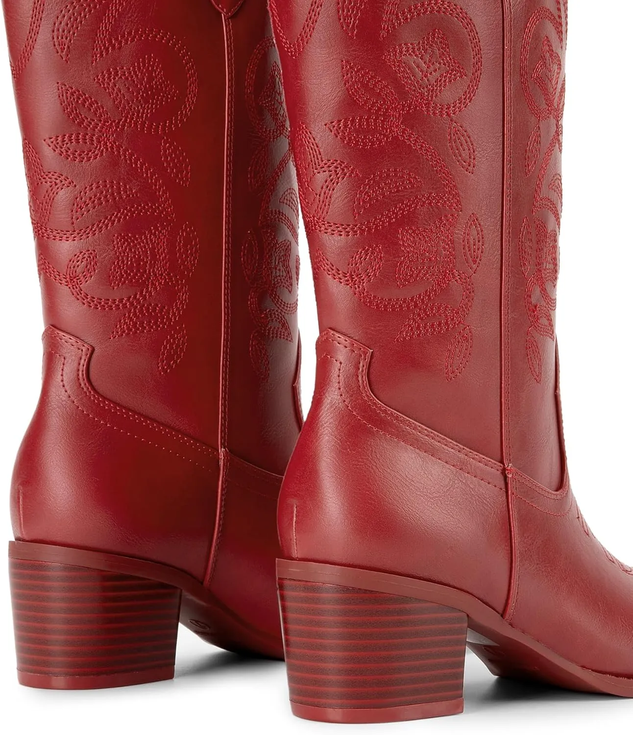 DREAM PAIRS Cowboy Boots for Women Cowgirl Western Boots Fashion Embroidery Stitched Chunky Heel Mid Calf Boots
