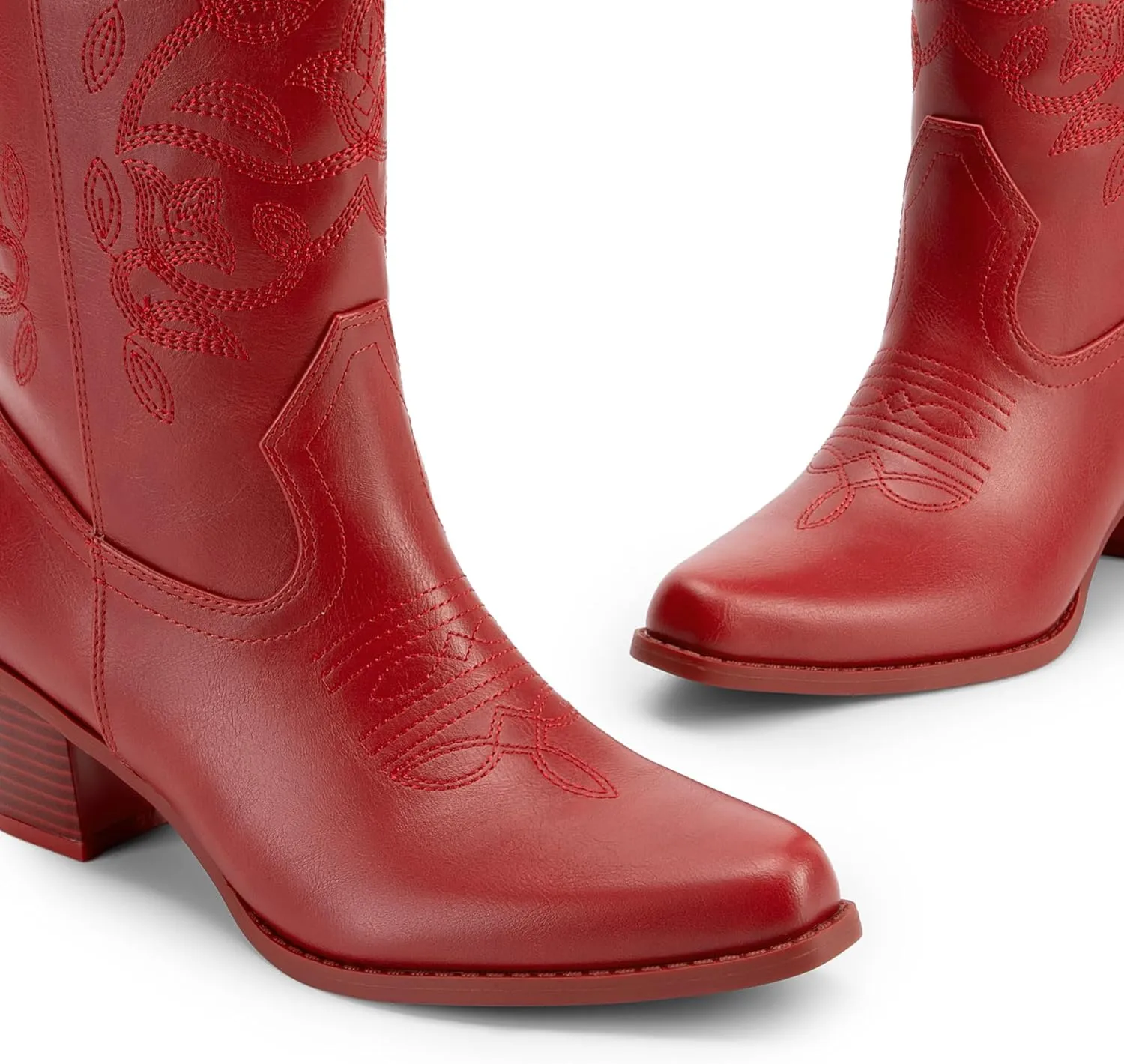 DREAM PAIRS Cowboy Boots for Women Cowgirl Western Boots Fashion Embroidery Stitched Chunky Heel Mid Calf Boots