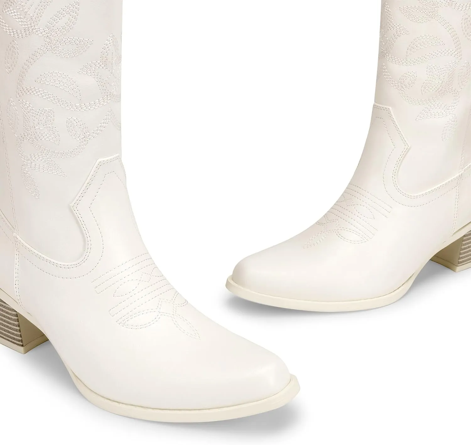 DREAM PAIRS Cowboy Boots for Women Cowgirl Western Boots Fashion Embroidery Stitched Chunky Heel Mid Calf Boots