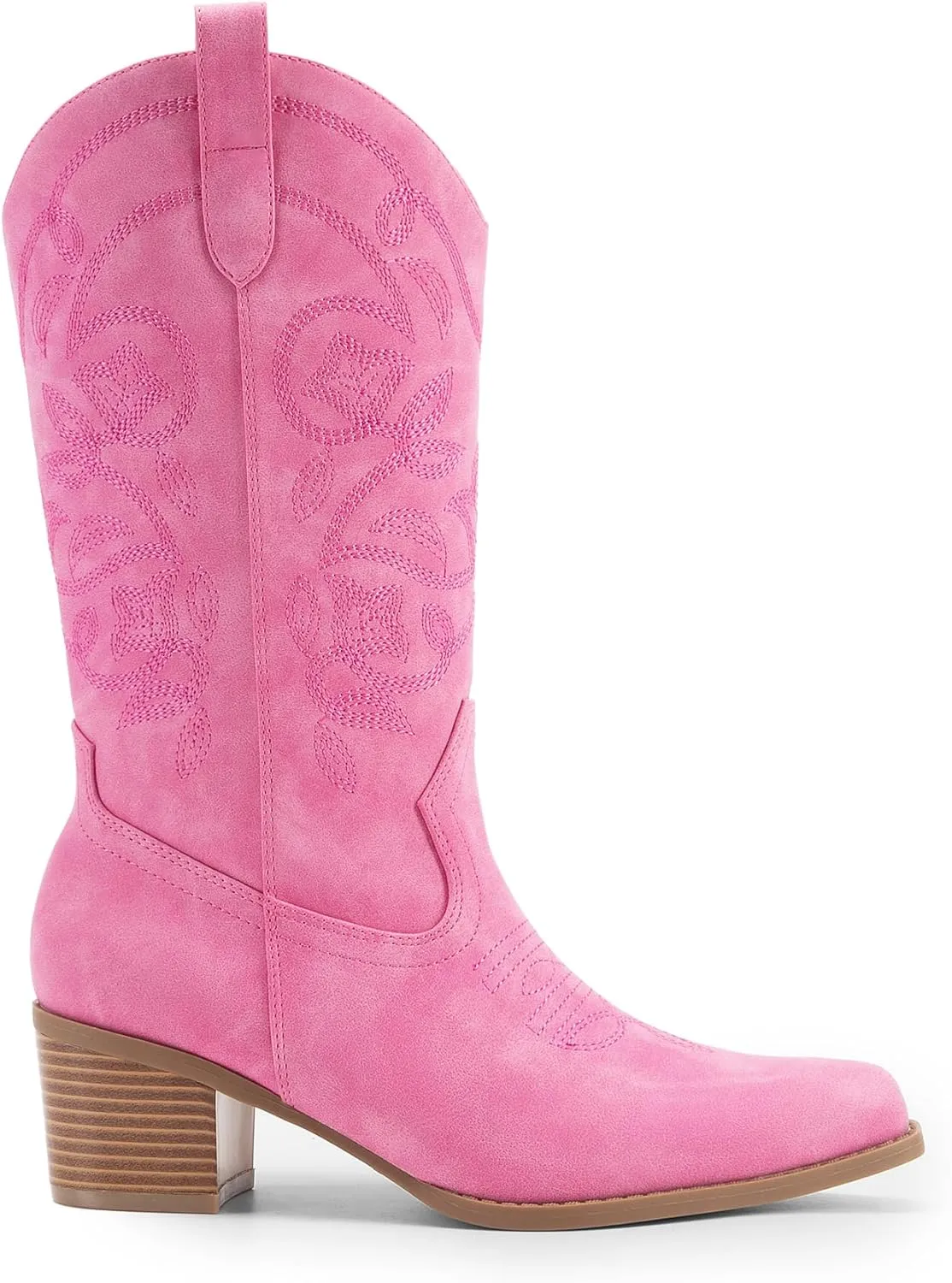 DREAM PAIRS Cowboy Boots for Women Cowgirl Western Boots Fashion Embroidery Stitched Chunky Heel Mid Calf Boots