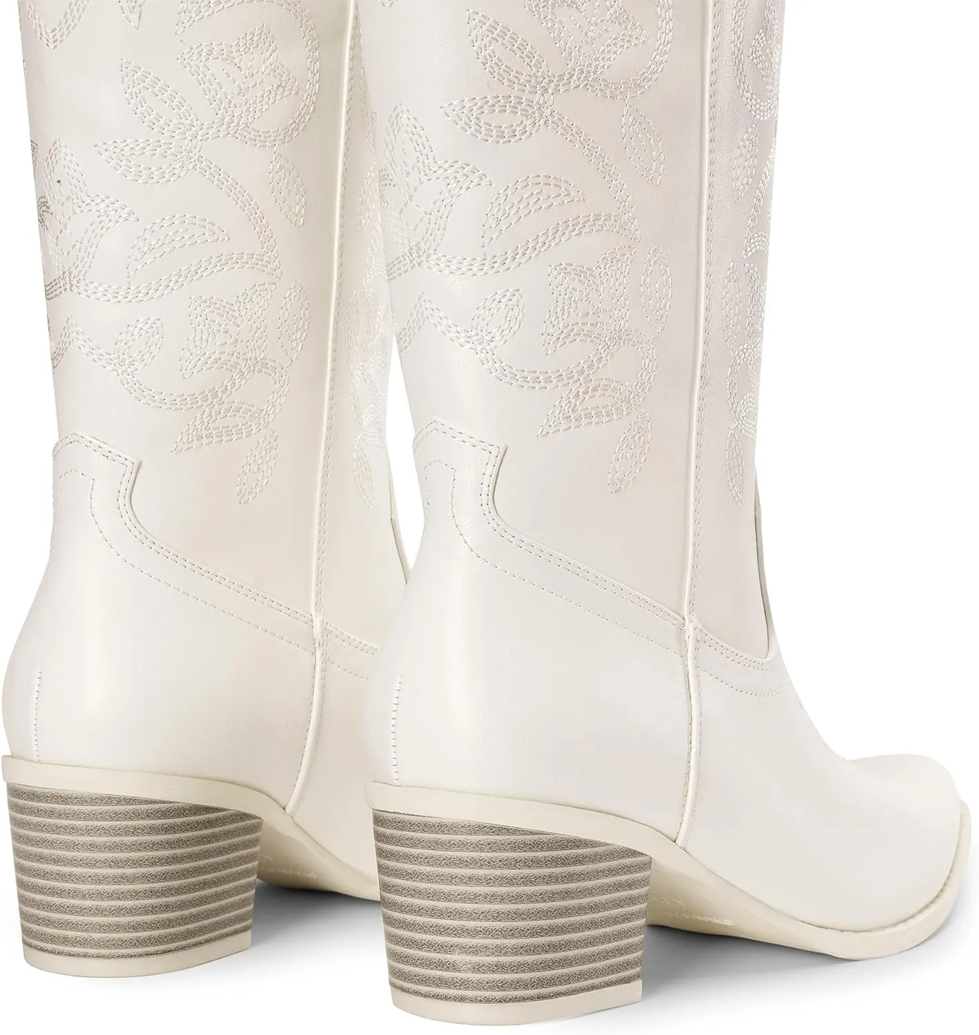 DREAM PAIRS Cowboy Boots for Women Cowgirl Western Boots Fashion Embroidery Stitched Chunky Heel Mid Calf Boots