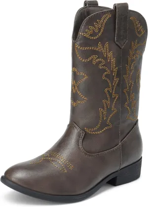 DREAM PAIRS Cowgirl Cowboy Western Boots Girls Mid Calf Riding Shoes Little Kid/Big Kid
