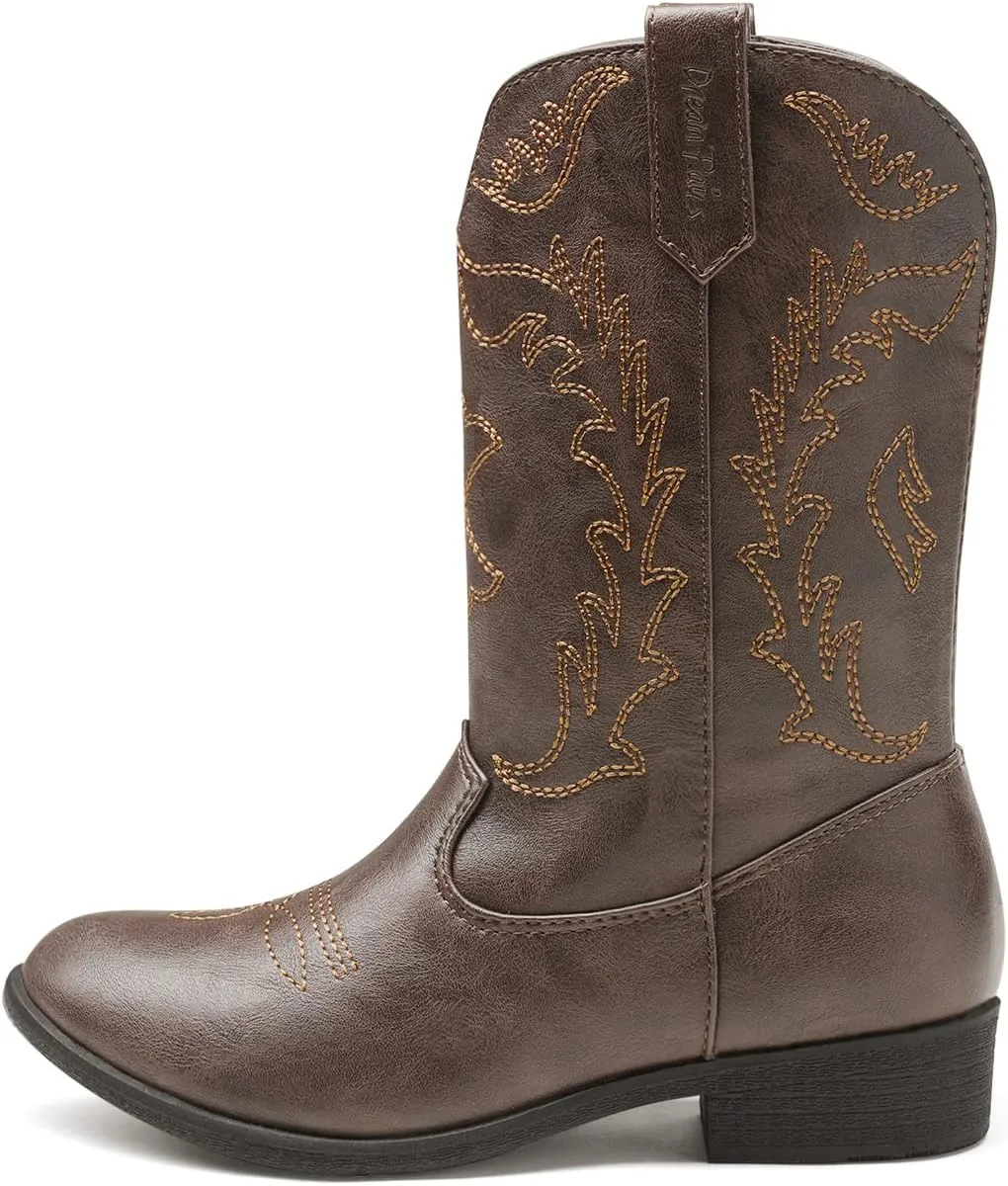 DREAM PAIRS Cowgirl Cowboy Western Boots Girls Mid Calf Riding Shoes Little Kid/Big Kid