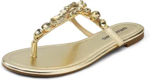 DREAM PAIRS Flip Flops for Women Dressy Rhinestone T-Strap Thong Sandals for Summers Dress Beach