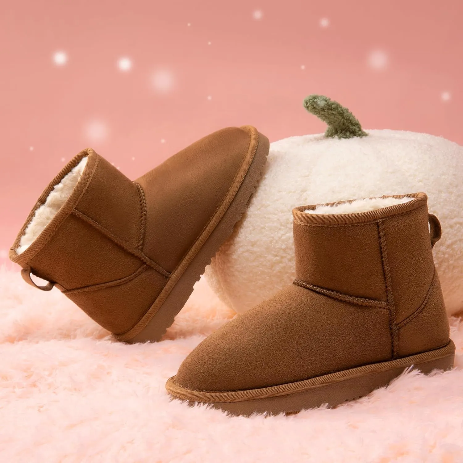 DREAM PAIRS Girls Boys Boots Kids Winter Ankle Faux Fur Lined Snow Shoes FuzzyClassic Kid's Low Boot for Toddler/Little Kid/Big Kid