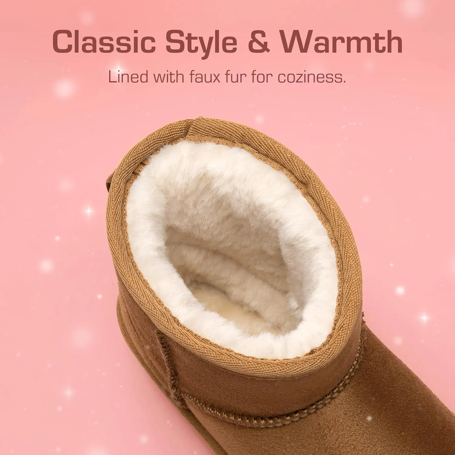 DREAM PAIRS Girls Boys Boots Kids Winter Ankle Faux Fur Lined Snow Shoes FuzzyClassic Kid's Low Boot for Toddler/Little Kid/Big Kid