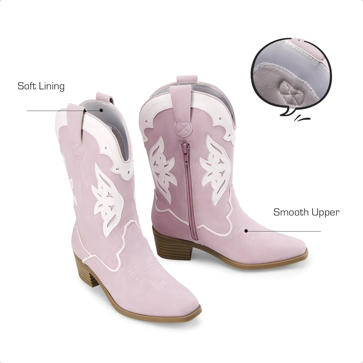 DREAM PAIRS Girls Cowgirl Cowboy Boots Western Fashion Mid Calf Boots