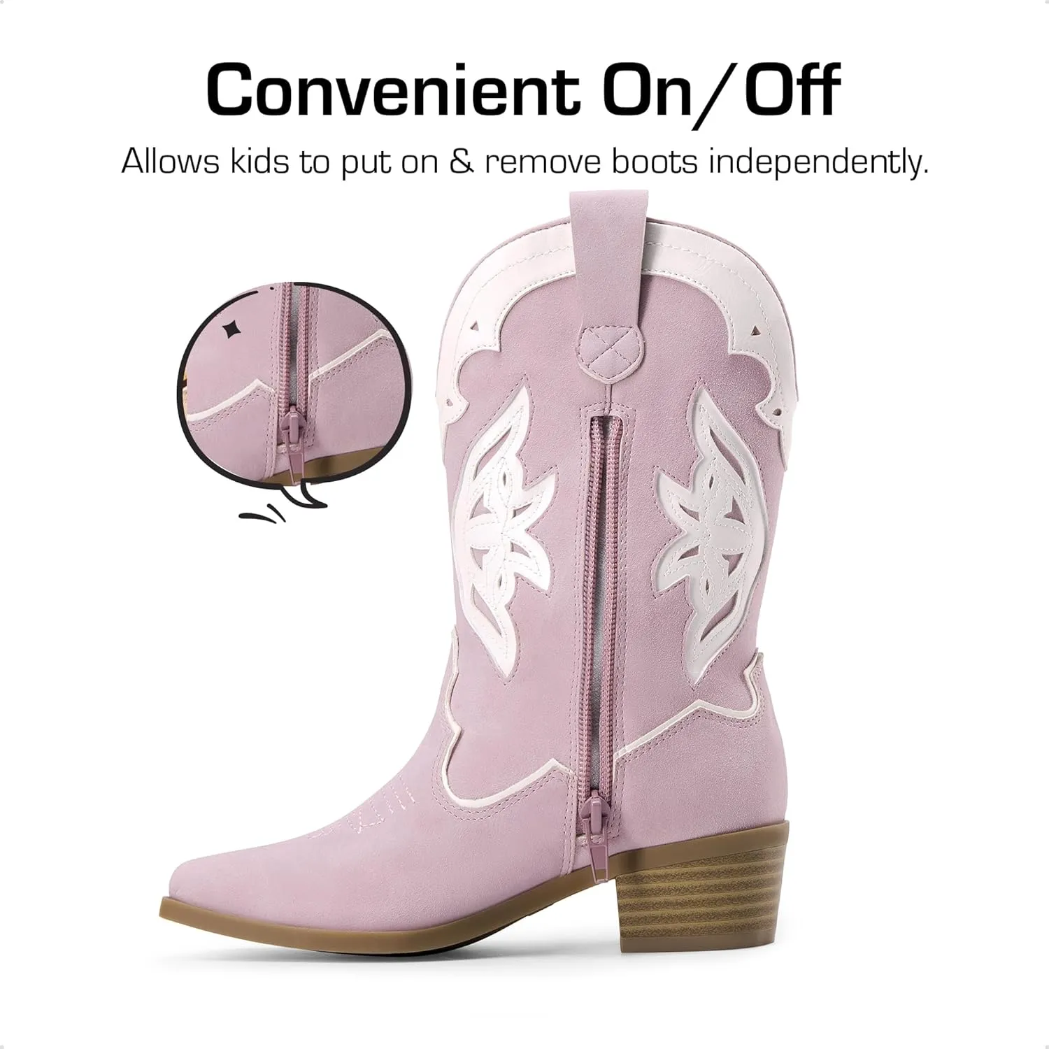 DREAM PAIRS Girls Cowgirl Cowboy Boots Western Fashion Mid Calf Boots