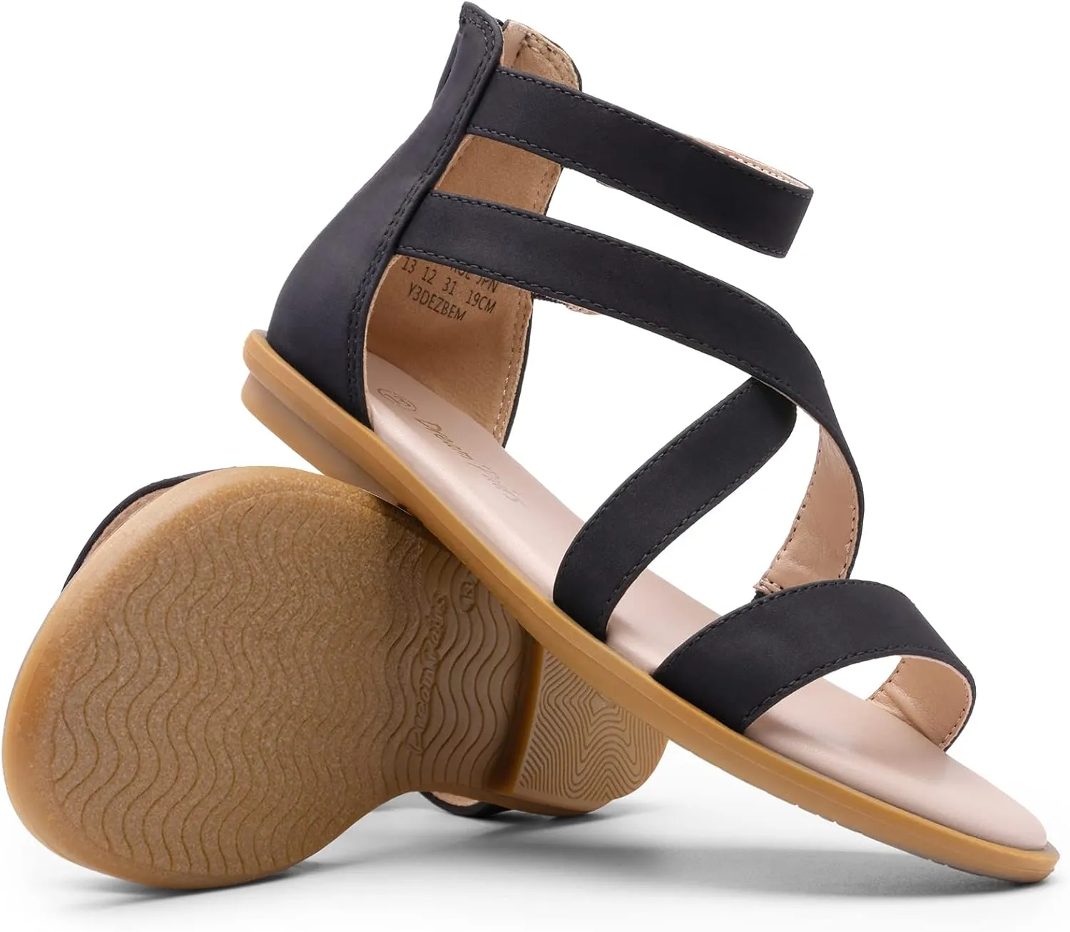DREAM PAIRS Girls Gladiator Sandals with Zipper Strappy Sandals Toddler/Little Kid/Big Kid