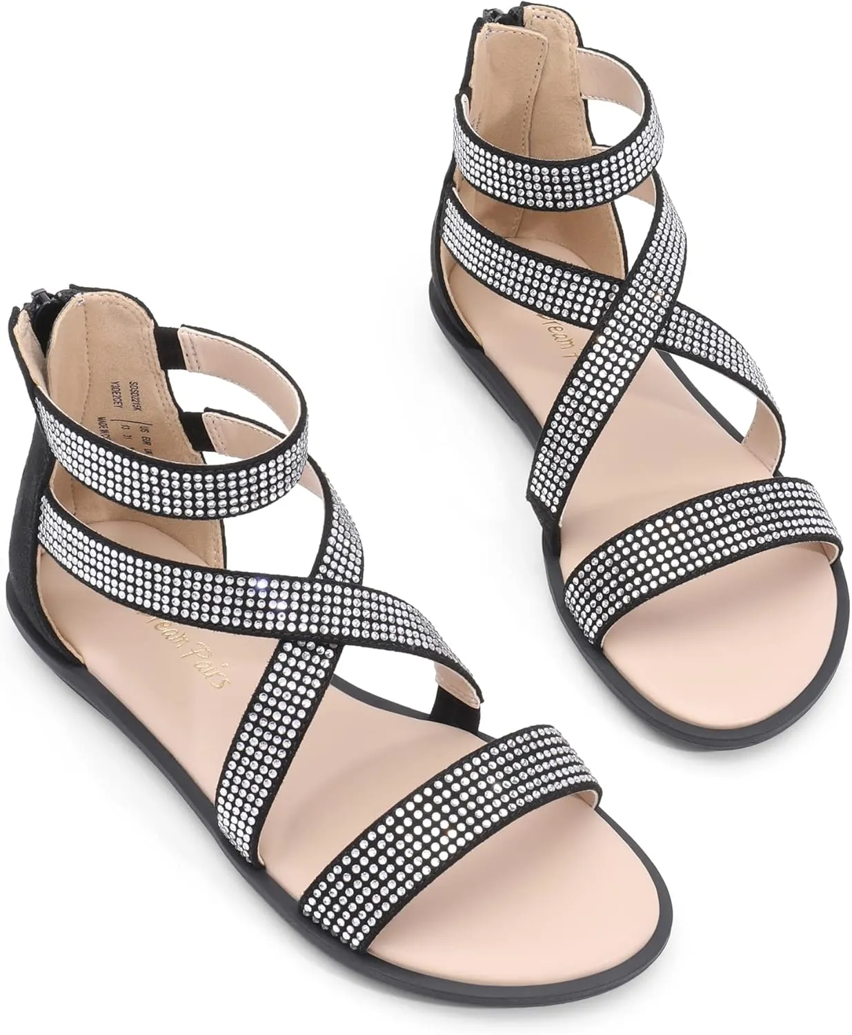 DREAM PAIRS Girls Gladiator Sandals with Zipper Strappy Sandals Toddler/Little Kid/Big Kid