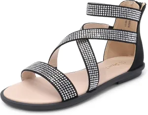 DREAM PAIRS Girls Gladiator Sandals with Zipper Strappy Sandals Toddler/Little Kid/Big Kid