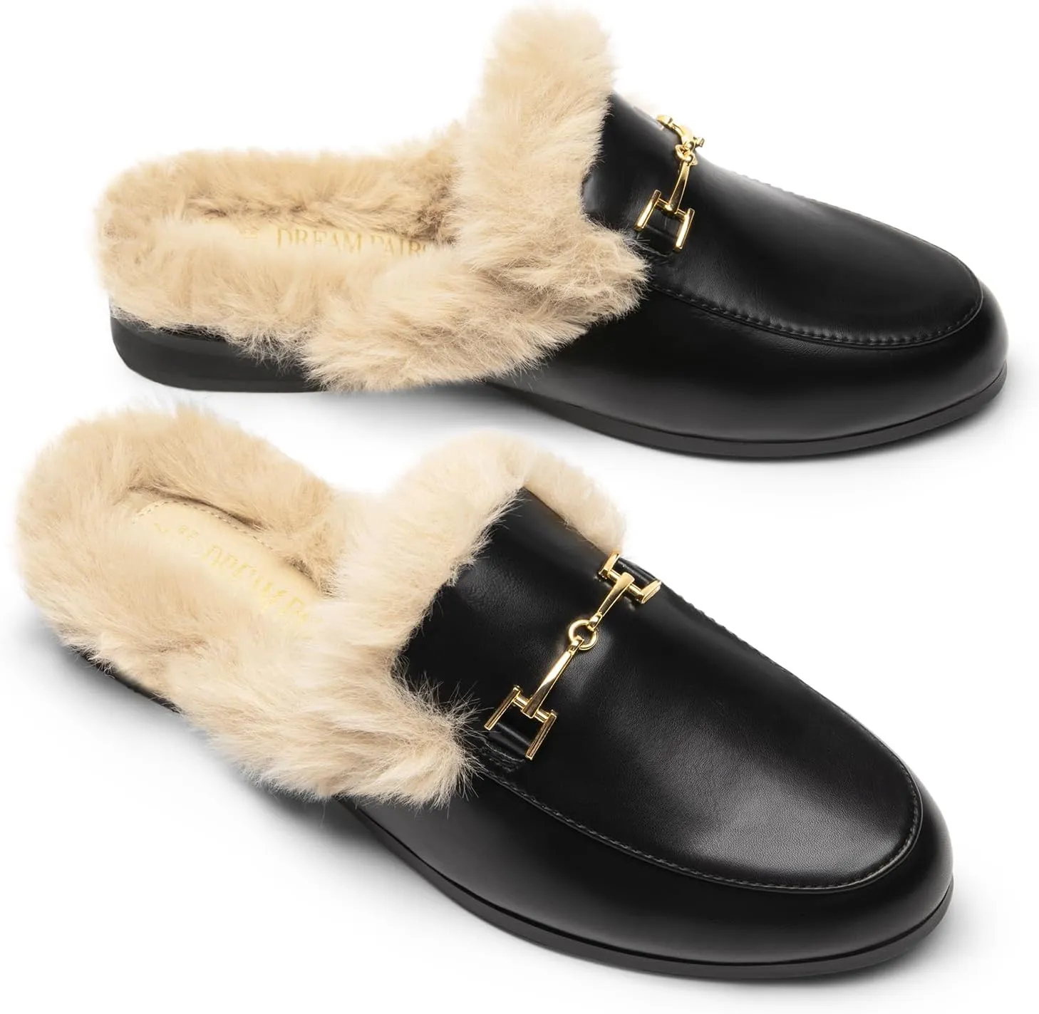 DREAM PAIRS Mules for Women Flats Comfortable Buckle Mules Slip on Slides Backless Loafers Shoes
