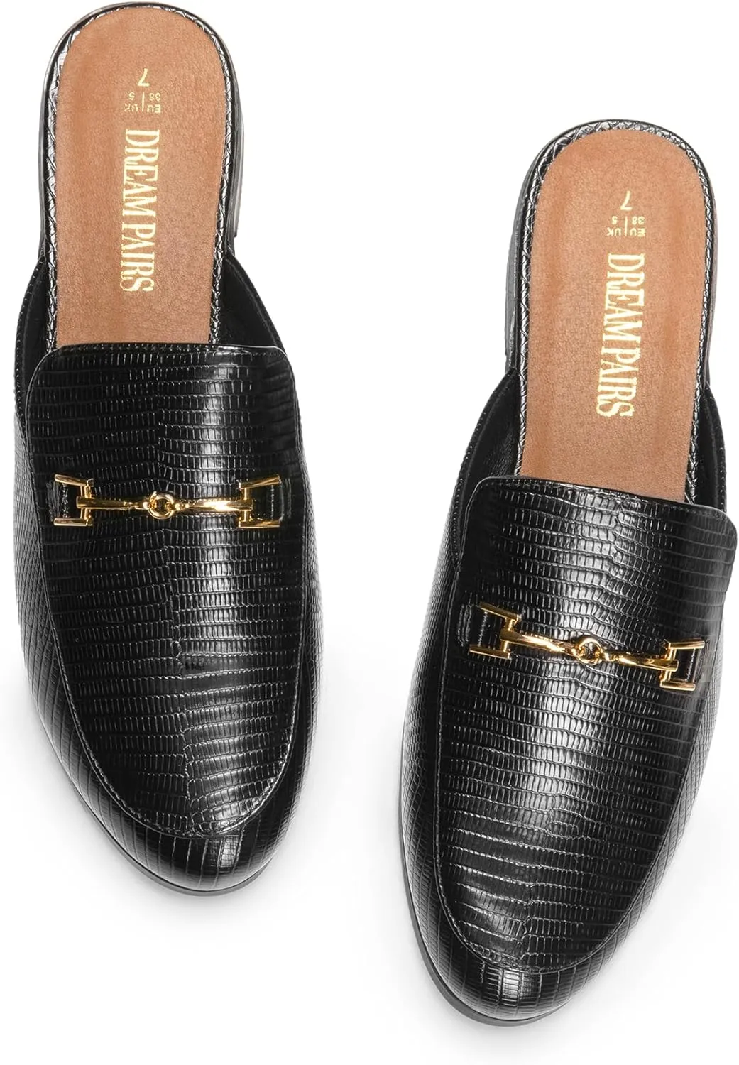 DREAM PAIRS Mules for Women Flats Comfortable Buckle Mules Slip on Slides Backless Loafers Shoes