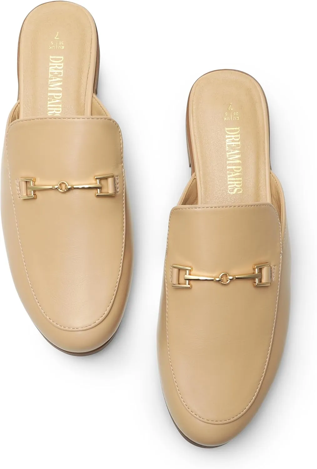DREAM PAIRS Mules for Women Flats Comfortable Buckle Mules Slip on Slides Backless Loafers Shoes