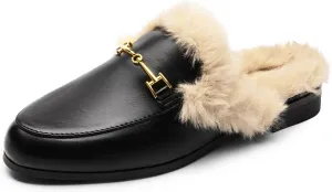 DREAM PAIRS Mules for Women Flats Comfortable Buckle Mules Slip on Slides Backless Loafers Shoes