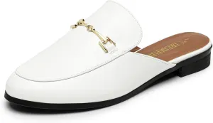 DREAM PAIRS Mules for Women Flats Comfortable Buckle Mules Slip on Slides Backless Loafers Shoes