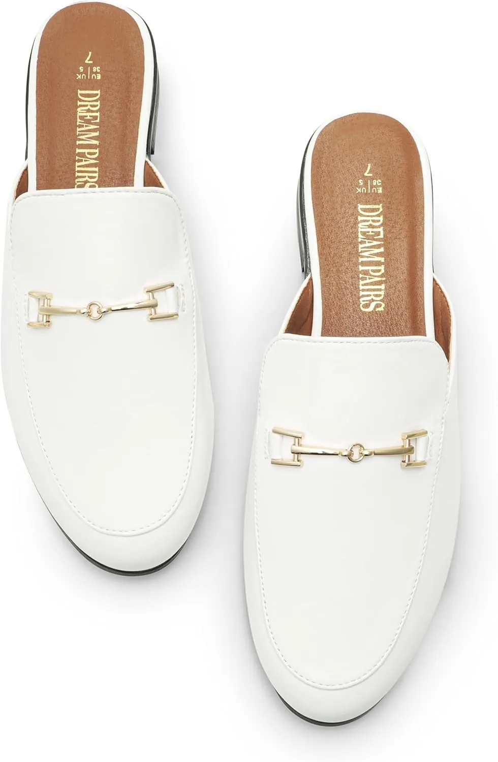 DREAM PAIRS Mules for Women Flats Comfortable Buckle Mules Slip on Slides Backless Loafers Shoes